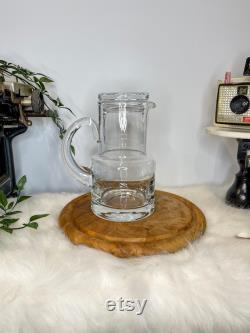 Vintage stamped Tiffany and Co crystal bedside carafe and water glass set. Etched Pressure Sensitive Tape Council anniversary gift