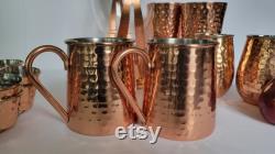 Vtg Copper Mixed 17 Pc Bar Set with Carafe n Stand, Mule Mugs, Tumblers and Shot Glass Lot