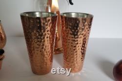 Vtg Copper Mixed 17 Pc Bar Set with Carafe n Stand, Mule Mugs, Tumblers and Shot Glass Lot