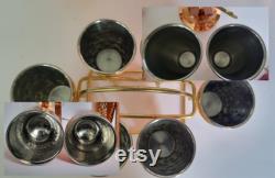 Vtg Copper Mixed 17 Pc Bar Set with Carafe n Stand, Mule Mugs, Tumblers and Shot Glass Lot