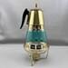 Vtg Fred Press Carafe Coffee Mid-century Modern Mcm With Warmer Corning Turquoise Modern