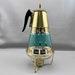 Vtg Fred Press Carafe Coffee Mid-century Modern Mcm With Warmer Turquoise Gold Modern Corning