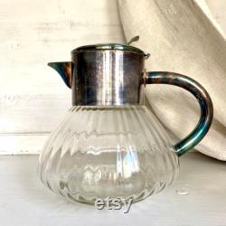 WMF glass cocktail carafe 3,5 L silver plated pitcher 1950s barware jug cold duck