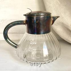 WMF glass cocktail carafe 3,5 L silver plated pitcher 1950s barware jug cold duck