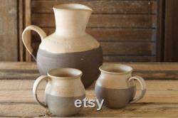 Water Jug, Ceramic Pitcher, Ceramic Carafe, Large Pottery Pitcher, Ceramic Vase, White Gray Pitcher, Juice Jug Ready to ship