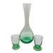 Wrythen Neck Carafe Flask Pair Matched Cordial Glass X2 Green Glass Antique