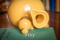 Yellow Fiesta Carafe with lid early Fiestaware by Homer Laughlin 1936-1946 piece made only in original colors original cork stopper
