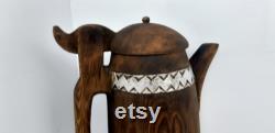 anatolianhomestore, wooden jug, handscarved, woodring, traditional jug, jug, very otantic handmade jug, collectable jug, unique gift store