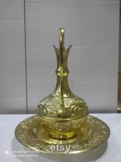 antique silver plated German pitcher vintage jug handmade pitcher brass carafe