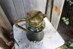 large Art Deco carafe glass jug cold duck 2 l jug green glass metal fitting 30s