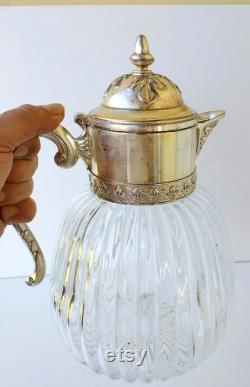 vintage carafe Decanter in heavy crystal and silver plated height 35 cm capacity 3750 ml weight 2820 grams