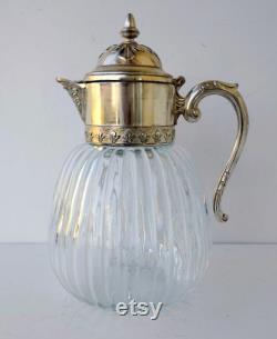 vintage carafe Decanter in heavy crystal and silver plated height 35 cm capacity 3750 ml weight 2820 grams