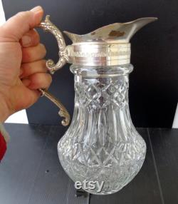 vintage carafe for wine or water in heavy crystal and silver plated height 28 cm capacity 1400 ml weight 1581 grams